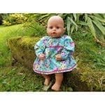 Turquoise Floral Winter Dress for Baby Dolls