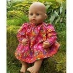 Cerise Floral Winter Dress for Baby Dolls