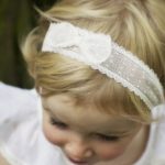 Marnie Spot Tulle Bow Christening, Flower Girl Headband