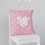 Personalised Sprig Print Heart Cushion