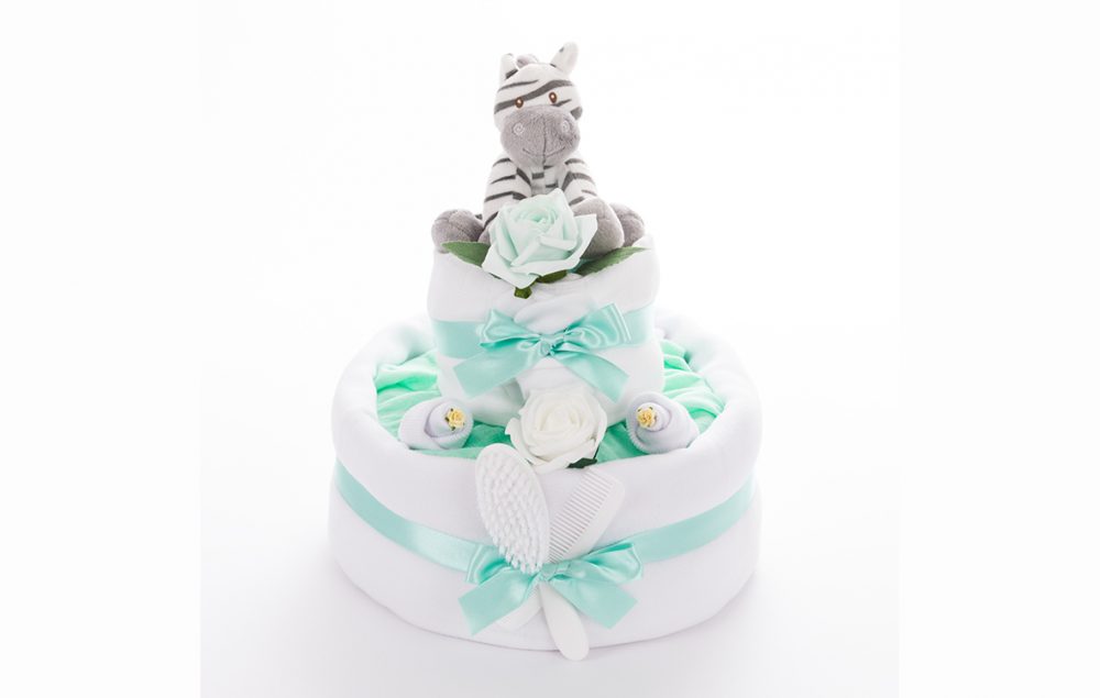 W TWC BABY CAKES JK Sサイズ Zigbee Zebra 2 Tier - Gender Neutral Nappy Cake | Essex Mums
